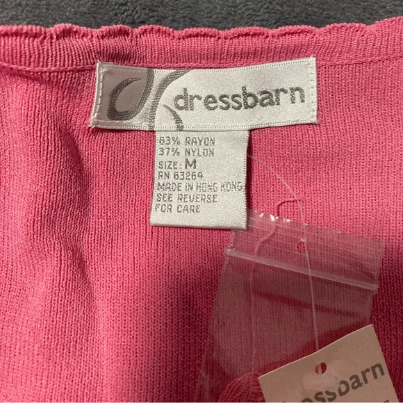 Dressbarn Women Pink Sheer Pullover Deep V Neck Short Sleeve Size Medium New - Picture 4 of 6